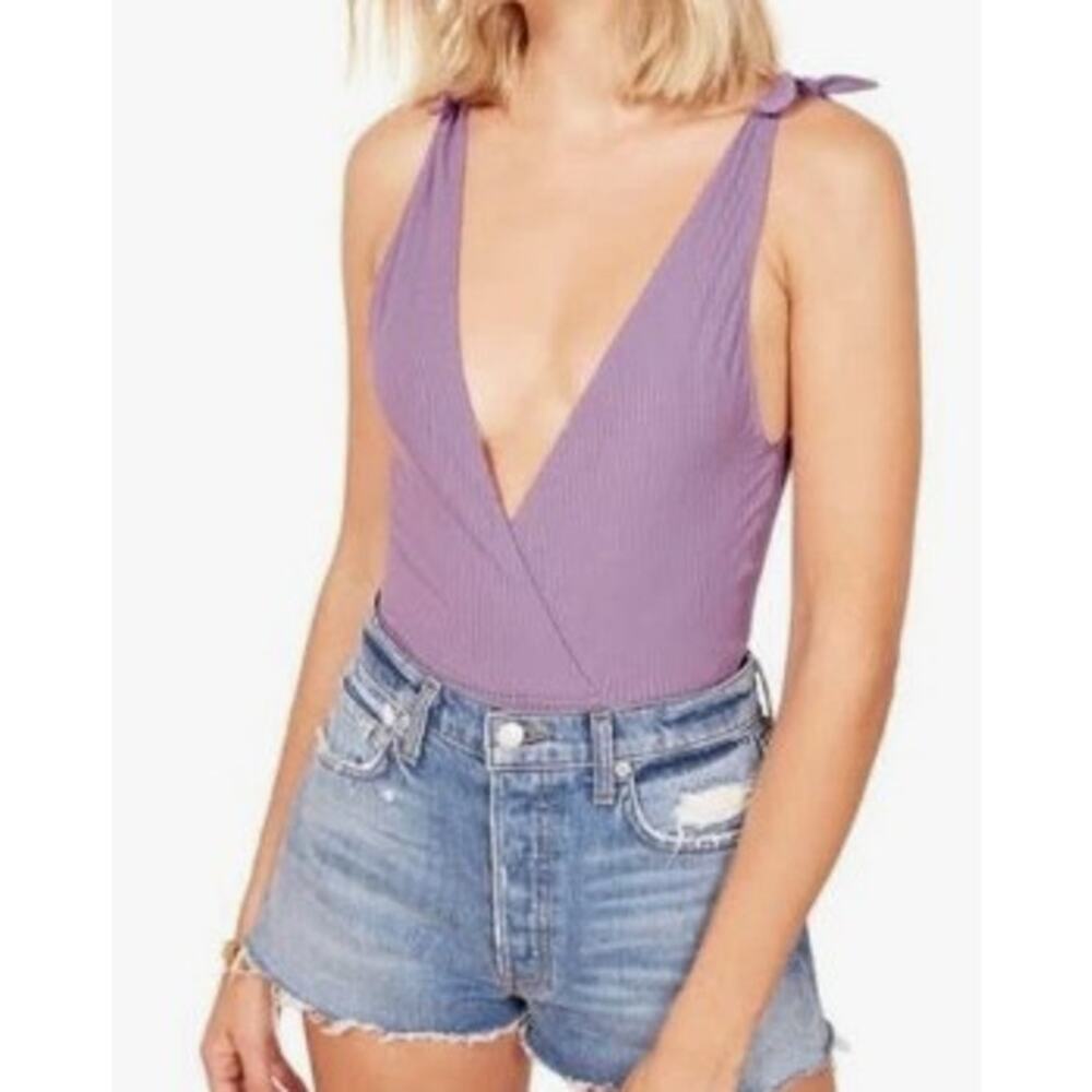 Reformation Macey BodySuit Ribbed Knit Lavendar Size XS